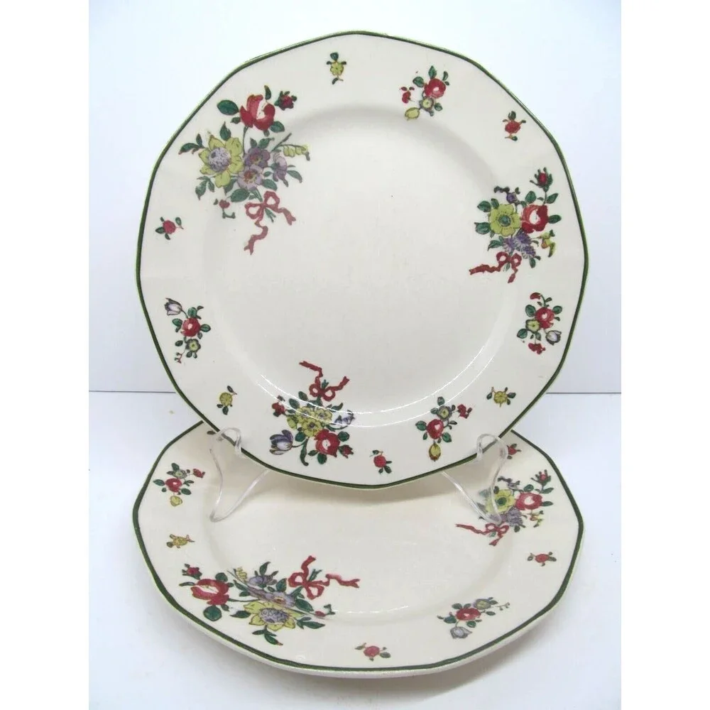 Royal Doulton Old Leeds Spray  Salad Plate  3 Luncheon Plates & 4  Bread Plates